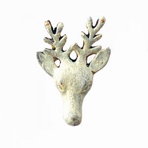 White Rustic Deer Head Knob