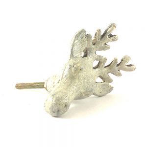 White Rustic Deer Head Knob