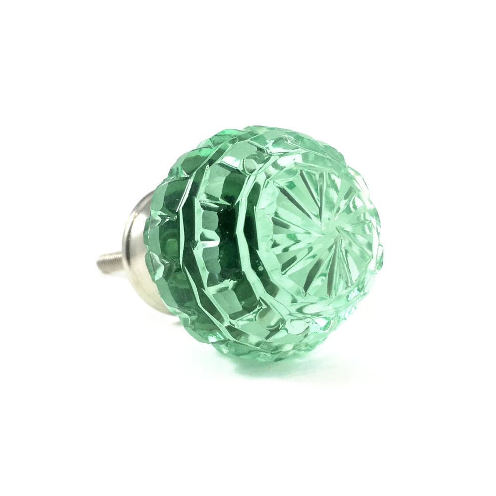 Round Patterned Green Glass Knob Shop For Cabinet Knobs Online