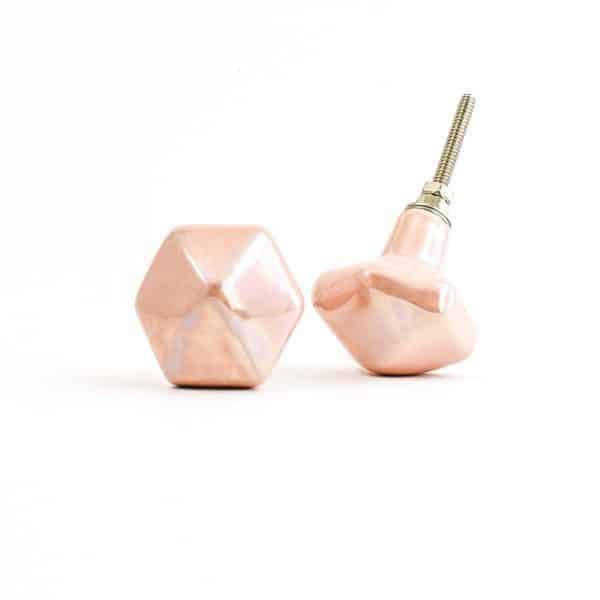 Pearled Peach Hex Knob - Pearled Peach Hex Knob