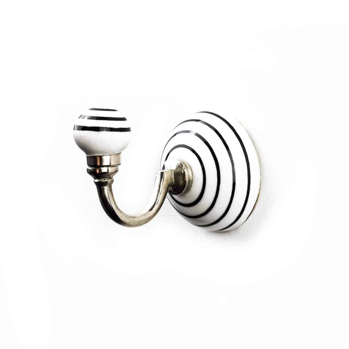 Black and White Striped Wall Hook - Decorative Wall Hooks