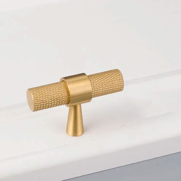 Porto - Knurled Brushed Brass Pull - Knurled Brushed Brass Pull