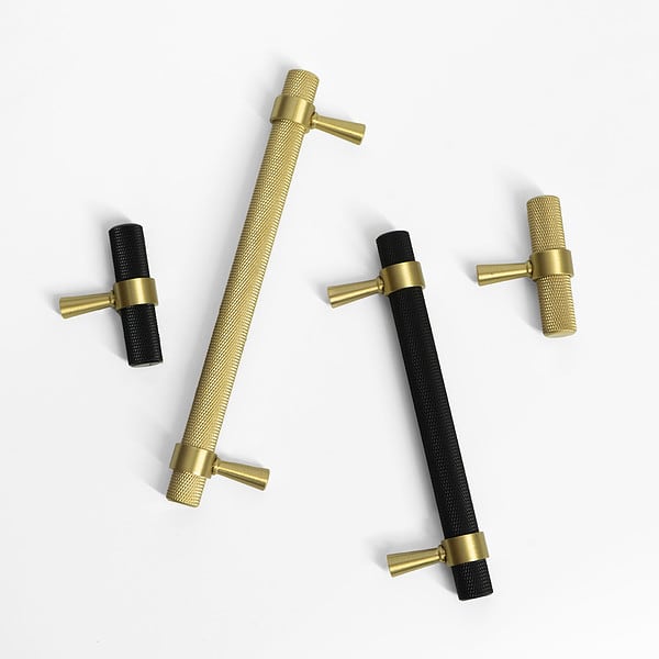 Porto - Knurled Brushed Brass Pull - Knurled Brushed Brass Pull