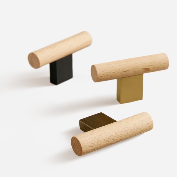 Nice - Beech Wood and Matte Brass Pull - Wood and Matte Brass Pull