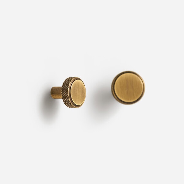 Lija - Knurled Brass Antique Bronze Knob - Knurled Antique Bronze Brass