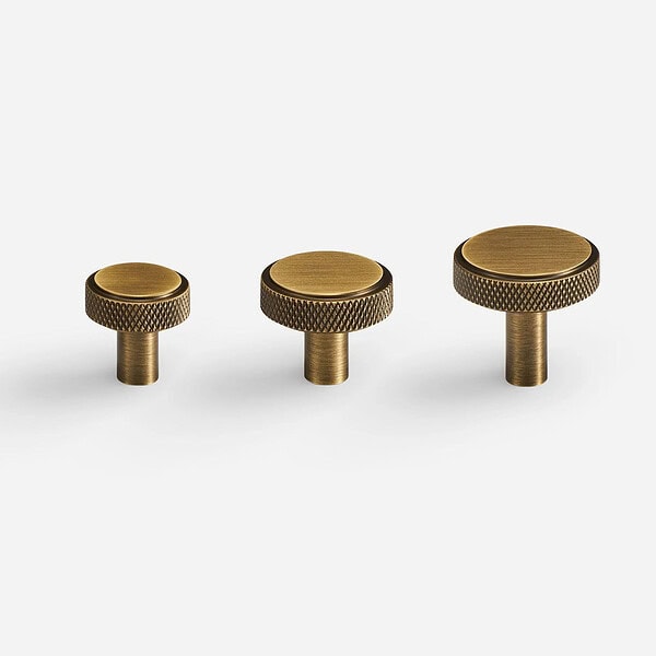 Lija - Knurled Brass Antique Bronze Knob - Knurled Antique Bronze Brass