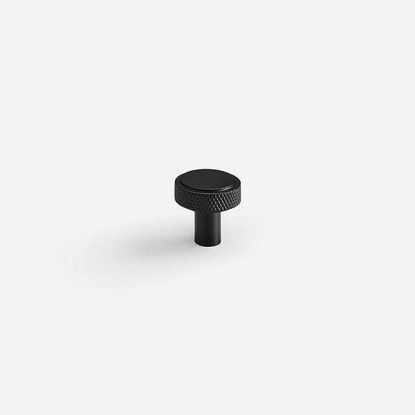 Lija - Knurled Brass Matte Black Knob - Matte Black Brass