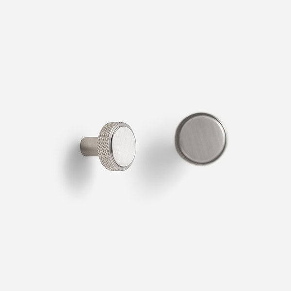 Lija - Knurled Brushed Nickel Brass Knob - Knurled Brushed Nickel Brass