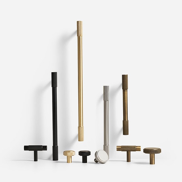 Lija - Brushed Brass Knurled Handle - Knurled Brushed Brass Handle