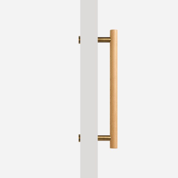 Beech Wood and Antique Bronze Brass Door Pull - Beech Wood and Antique Bronze Brass Door Pull