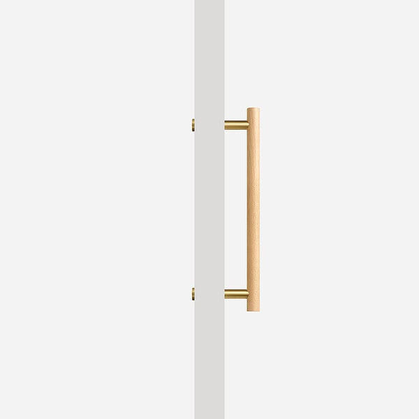 Beech Wood and Matte Brass Door Pull - Beech Wood and Matte Brass Door Pull