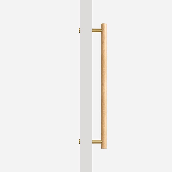 Beech Wood and Matte Brass Door Pull - Beech Wood and Matte Brass Door Pull