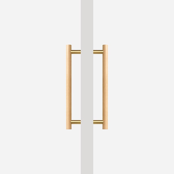 Beech Wood and Matte Brass Door Pull - Beech Wood and Matte Brass Door Pull