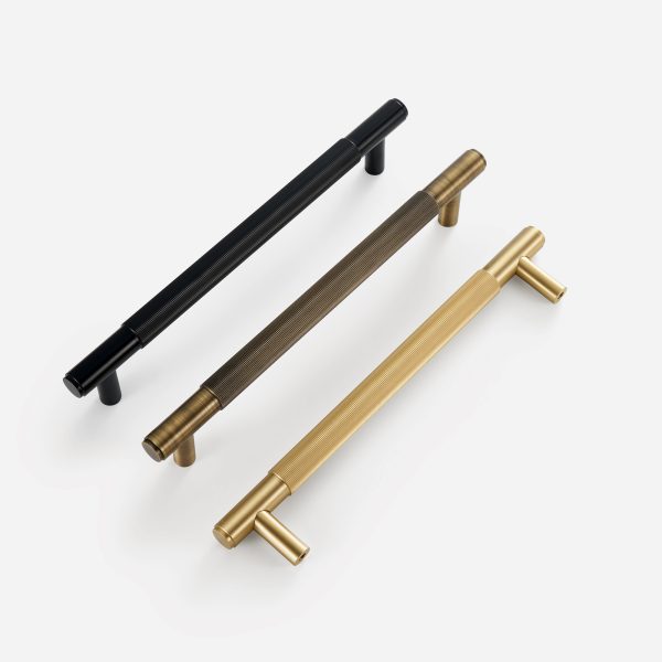 Matte Black Brass Linear Knurled Door Pull - Matte Black Brass Linear Knurled Door Pull