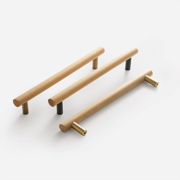 Beech Wood and Matte Brass Door Pull - Beech Wood and Matte Brass Door Pull